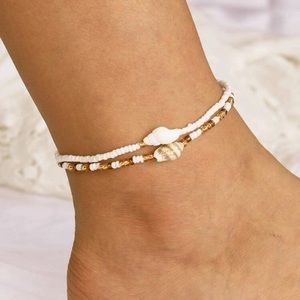 2 pcs Shell Beaded Anklet Stretch